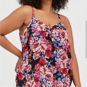 Torrid Red and Pink Floral Camisole Top Blouse Tank Shirt Sz 2X